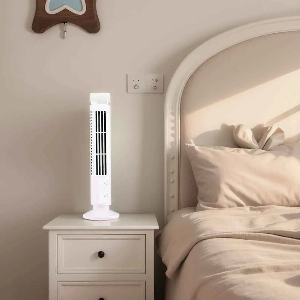 LED Tower Fan Bladeless Tower Fan 90 Degree Oscillating Quiet Portable USB Electric Desk Fan with Light for Home Bedroom Office