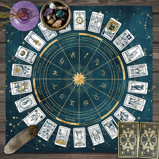 1pc Tarot card tablecloth, 12 zodiac card game, fortune telling card mat, board game cloth mat, board game decoration tablecloth SS69 7.69 JP161 / 75x75cm