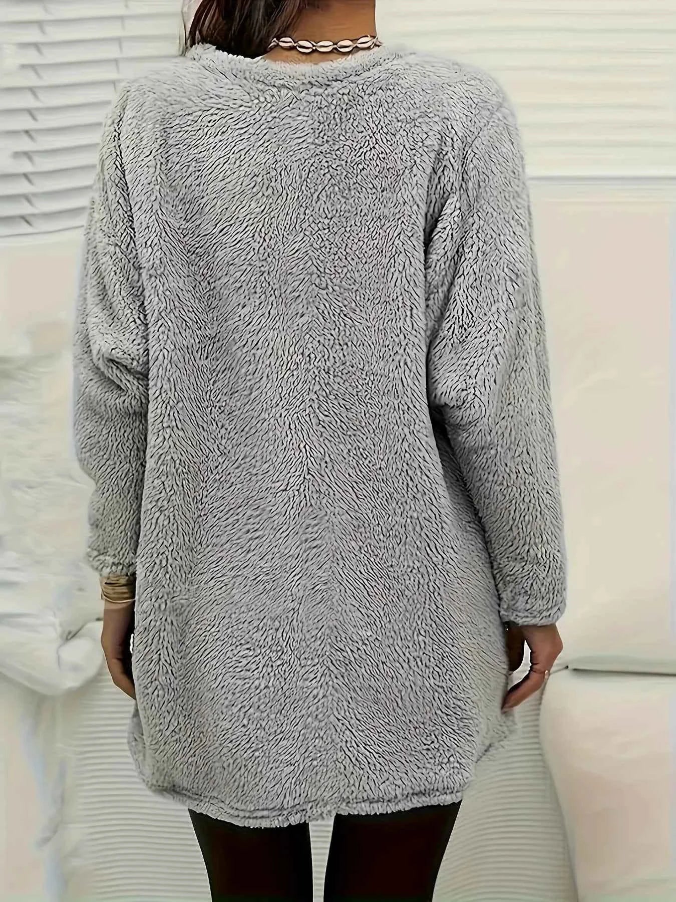 Plus-size European and American cross-border  autumn and winter new casual print pocket plush sweatshirt