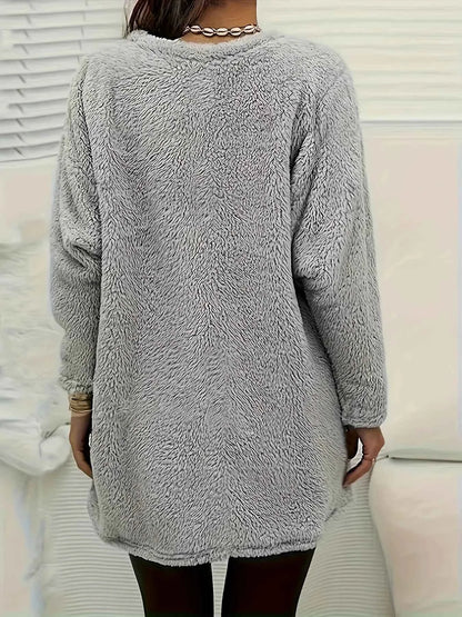 Plus-size European and American cross-border  autumn and winter new casual print pocket plush sweatshirt