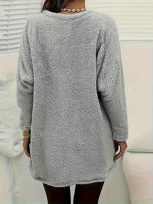 Plus-size European and American cross-border  autumn and winter new casual print pocket plush sweatshirt