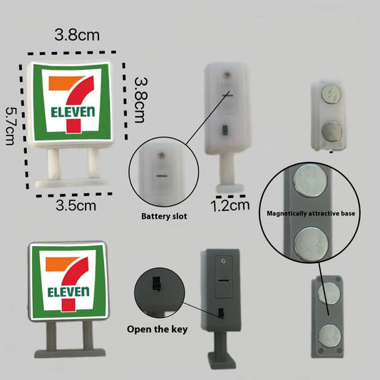 Creative Mini Refrigerator Sticker Convenience Store Magnetic Light Box Display Board with Luminous Light Box Model Ornament