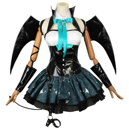 Women Sexy Demon Miku Cosplay Costumes Anime Devil Hatsune Cosplay Uniform Dress Wigs Wings Suit With Horns Tail Halloween Party