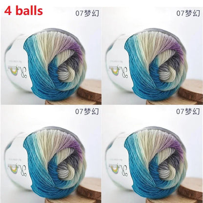 100% Wool Yarn Rainbow Color for Hand Knitting Crochet Plush Thickness Lanas Thread DIY Soft Scarf Shawl Sweater Free Shipping