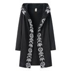 Fashion Trend Ladies Punk Moon Pattern Printing Long-sleeved Cardigan Sweater Long Style SS69 14.69 black / XL