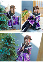 Traditional Japanese Kimono Dress for Women - Printed Pink