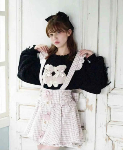 Mine Style Autumn and Winter Classic Cartoon Bear Sweater Lady Girls Sweet Round Neck Loose Sweater Japanese Liz Knit Tops