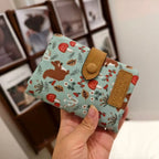 ISKYBOBCN Floral PU Leather Short Wallet with Zipper & Hasp