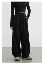 CHIC VEN Women's Pant Streetwear Solid Loose New Drawstring Sports Casual Trousers High Waisted Pants Autumn Winter 2025