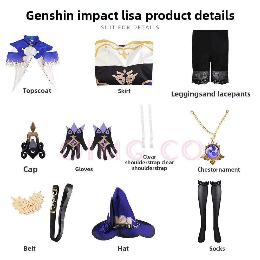 Lisa Cosplay Costume Genshin Impact Adult Carnival Uniform Anime Halloween Costumes Women Game