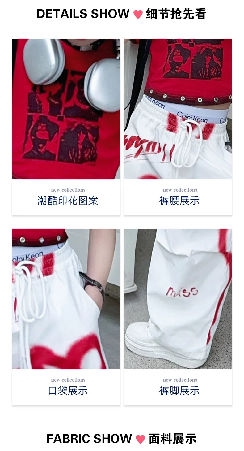 summer junior Girls Love Graffiti Casual Pants teenager girl Casual Hip Hop cargo pants kids Dance pants children clothes SS69