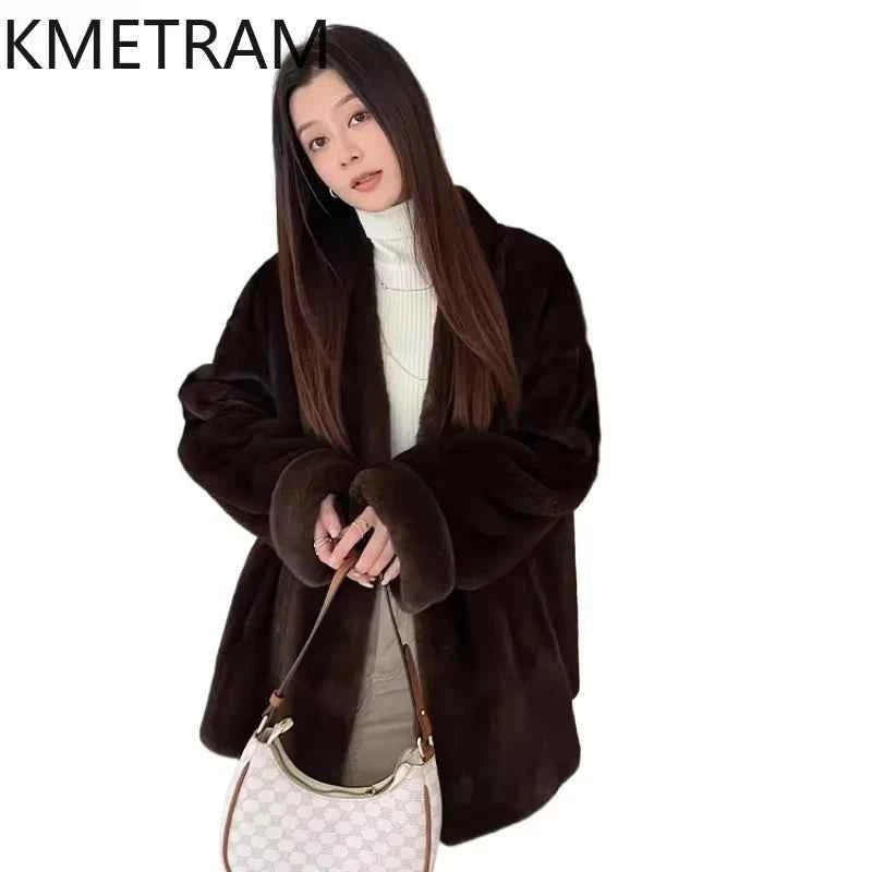 Winter Womens Real Mink Fur Coat High Quality V-neck Fur Jackets for Women New in Outerwears Luxury Clothes 2024 шуба женская