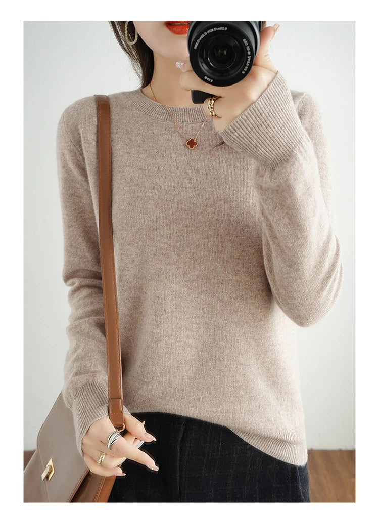Autumn And Winter Cashmere Sweater Women's Crew Neck Pullover Casual Knitted Top Women's Short Undercoat Fashion 18 Colors SS69