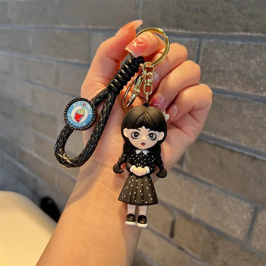 Wednesday Addams Keychain Anime Adams Family Cute Figure Doll Keyring Bag Pendent Car Key Accessories  Kawaii Toys Friends Gift SS69 10.69 A