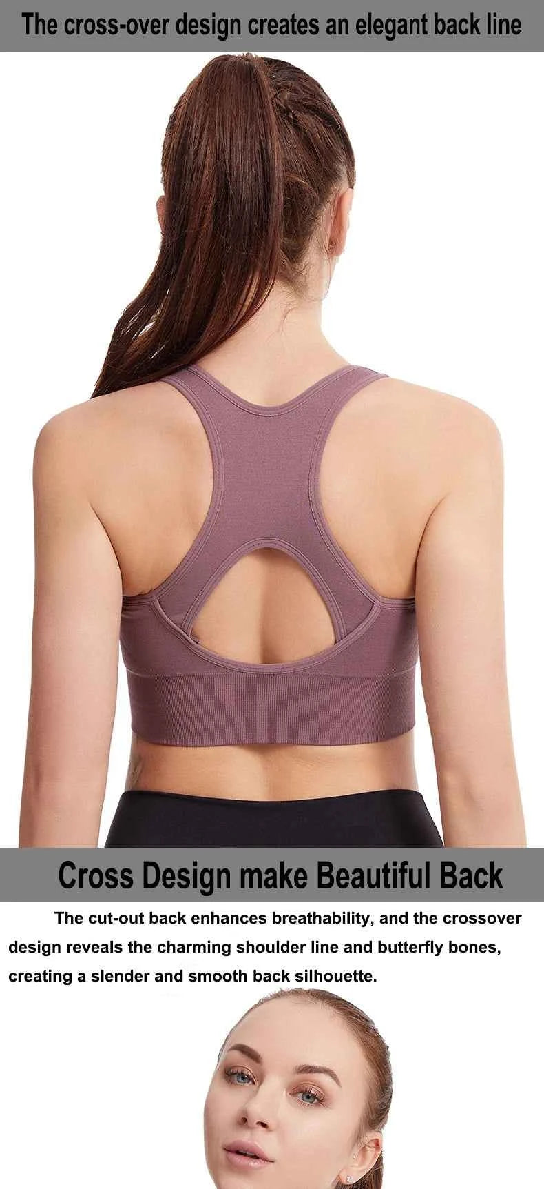 CZGUKE Women's zipper sports bra vest plus size shock resistant bra women's yoga running fitness bra women's underwear