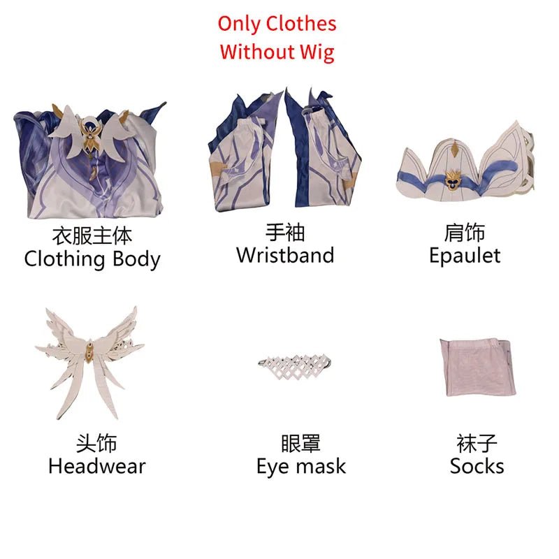 New Damselette Columbina Cosplay Costume Wig Game Impact Fatui  Cosplay Suits Women Role Play Party Dress Outfits