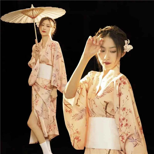 Printed Floral Traditional Japanese Kimono Elegance Asian Sakura Girl Kimono Dress Japanese Style New