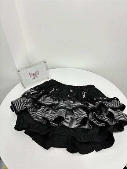 Japanese Sweet Y2k Elegant 2 Piece Set Woman Long Sleeve Chic Blouse+ Mini Ruffle Skirt Female Korea Style Rave Birthday Outfits SS69