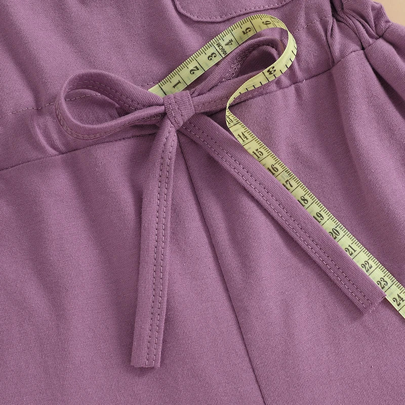 2024-12-04 Lioraitiin Litter Girls Summer Casual Jumpsuit Sleeveless Crewneck Solid Color Drawstring Tank Romper - SS69 