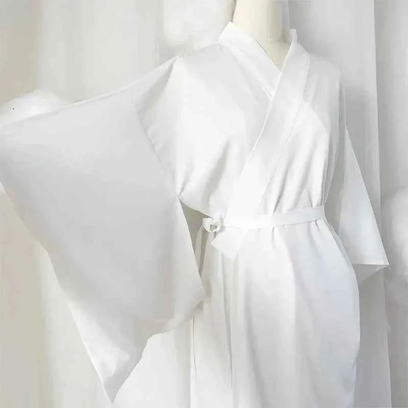 Japanese Kimono Juban Inner Gown Women Yukata White Long Bath Robe Adult Intimate Kimono Inner Wear Lining With Belt Cosplay