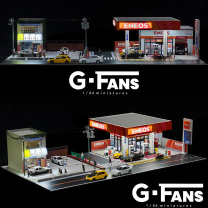 SS69 1/64 Scale Diecast Car Garage Diorama with LED Lighting and Dust Door