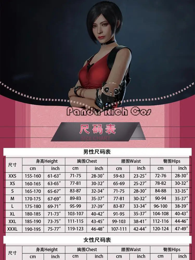 Ada Wong Resident Evil Red Cheongsam Cosplay Dress for Women
