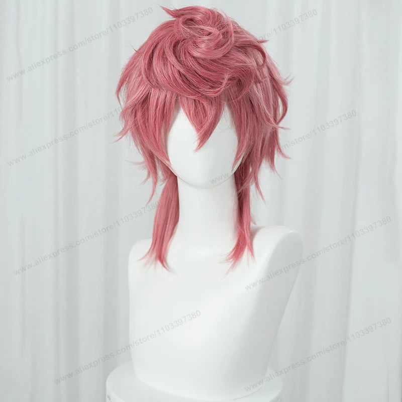 Anime Trish Una Cosplay Wig 40cm Pink Women Hair Heat Resistant Synthetic Wigs+Wig Cap