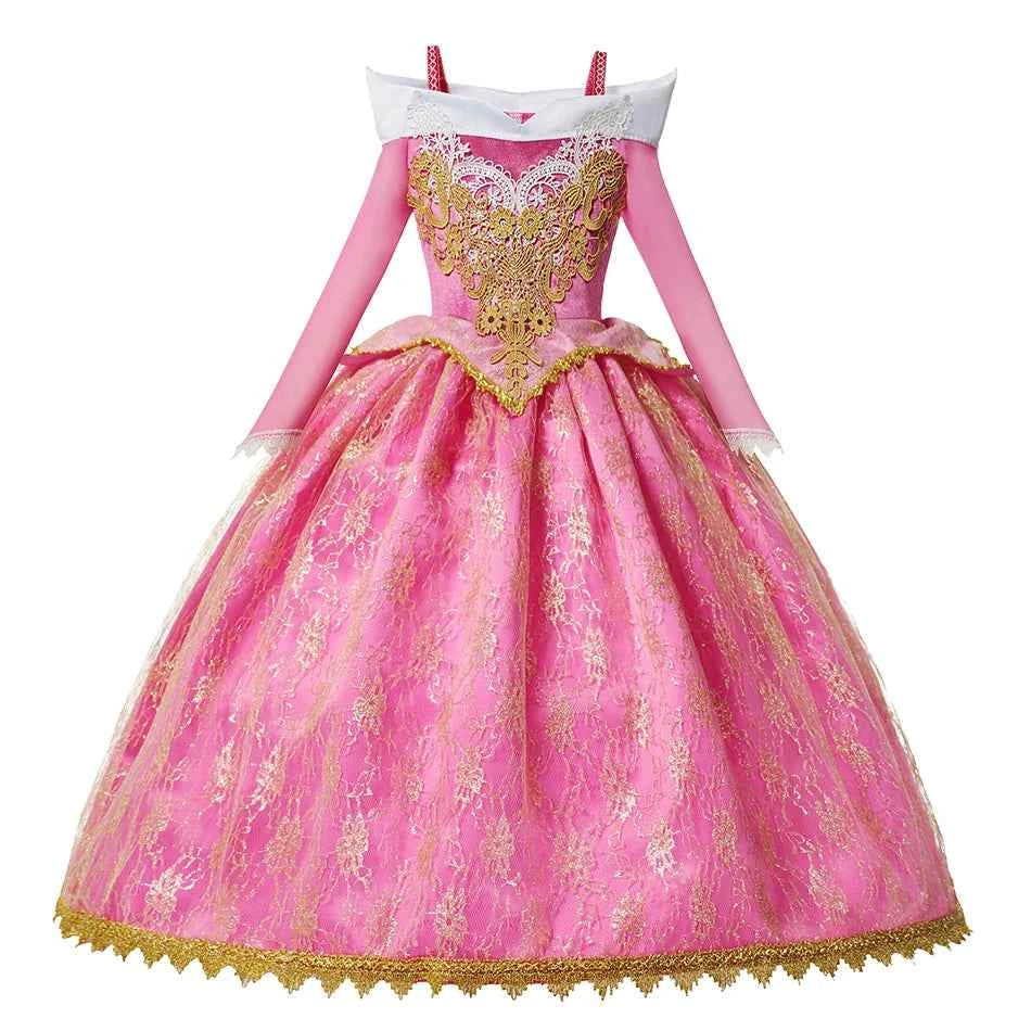 Girls Princess Dress Kids Elsa Anna Snow White Aurora Belle Rapunzel Peach Halloween Costume Children Birthday Party Clothes