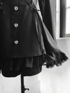 2025 Autumn Gothic Lolita Dress Sweet Heart Black Bow - Elegant Long Sleeve Short Dress with Lace Trim Slim Fit Waist for Women