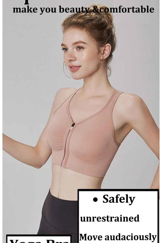 CZGUKE Women's zipper sports bra vest plus size shock resistant bra women's yoga running fitness bra women's underwear
