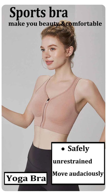 CZGUKE Women's zipper sports bra vest plus size shock resistant bra women's yoga running fitness bra women's underwear