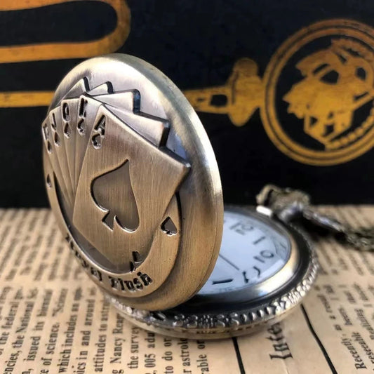 Vintage bronze poker cartoon quartz pocket watch the best gift for children men and women SS69