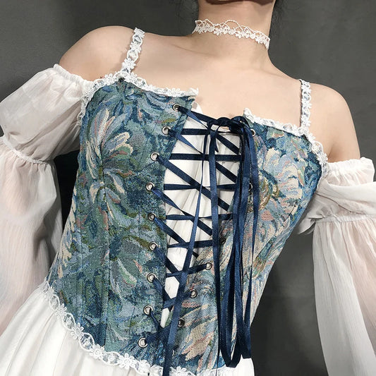 SS69 Lolita Corset Camisole Top - Y2K Underbust Body Shaper Polyester Blend