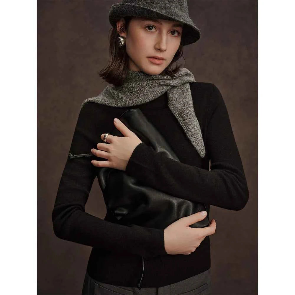 DUSHU Seamless Half-high Collar Pure Wool Pullovers Women Plus Size Autumn Winter Bottoming Sweater Solid Soft Breathable Tops