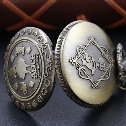 Bronze Fairy Tale Girl Pattern Steampunk Quartz Pocket Pocket Watch for Men and Women Universal Decorative Jewelry Necklace Gift SS69