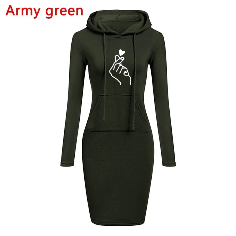 Ladies Dress Autumn Women Hooded Dresses Hoodies Women Sweatshirts Women Hoodies Dress Tops Ladies Clothing
