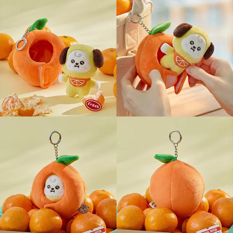 Orange Cartoon Plush Keychain 10cm Stuffed Bag Charm