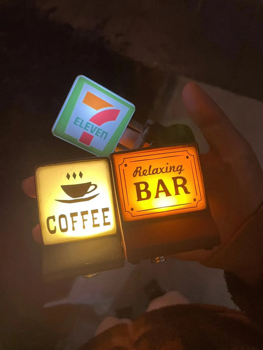 Creative Mini Refrigerator Sticker Convenience Store Magnetic Light Box Display Board with Luminous Light Box Model Ornament