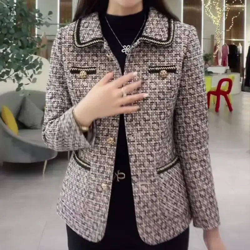 Plus Size Stylish Slimming Cropped Jacket For Middle-Aged Women Fashionable Cardigan Autumn Collection Thick Thin Style Top F... SS69