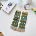 Womens Autumn And Winter Pure Cotton Five Finger Socks Printed Split Toe Socks Vintage Comfortable Socks