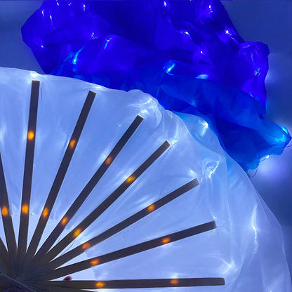 150cm Long Silk Veil Fan With LED Light Bamboo Silk Fan Practice and Stage Performance Dance Costumes Belly Dance Accessories SS69