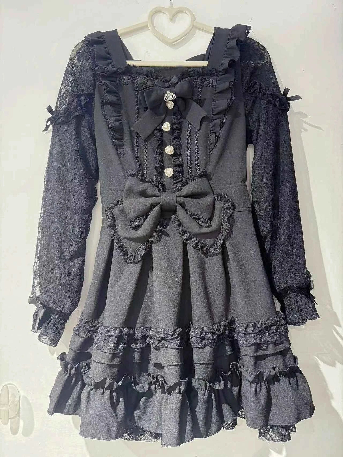 Japanese Liz Dresses Women Autumn New Girl's Sweet Cute Bud Mini Series Mass Production Angel Small Cake Dress Bow Lolita Dress