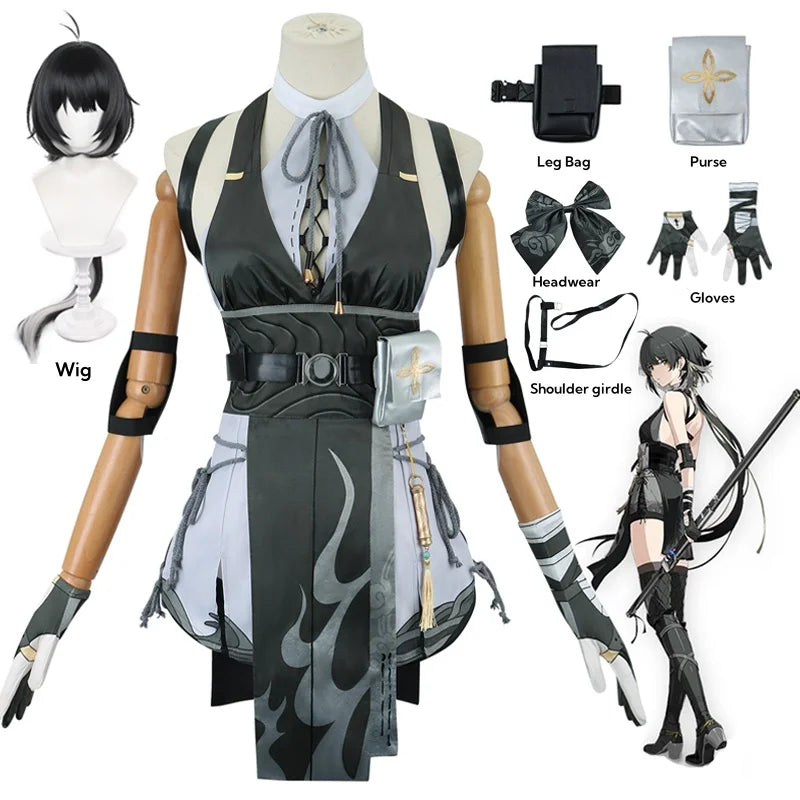 Wuthering Waves Rover Cosplay Costume Wig Female Uniform Earrings Bag Main Character Resonator Halloween Party for Women SS69