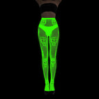 Women Glow in The Dark Fishnet Tight Rose Pattern Fishnet Tights Luminous Fishnet Halloween Party Festive Dress Up SS69