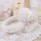 Sweet Mine Rhinestone Love Bow Earmuffs - Lolita Style