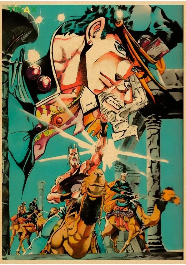 JOJO Retro Kraft Paper Anime JoJo's Bizarre Adventure Posters Decoration Pictures Room Wall Kawaii Bedroom Decoration Home