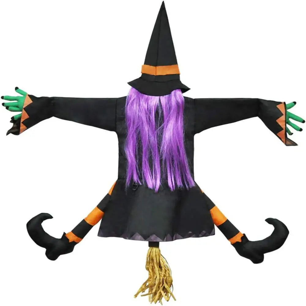 Halloween Crashing Witch Into Tree Outdoor Decoration Classic Flying Witch Pendant Decor for Yard Lawn Patio Porch Decorations