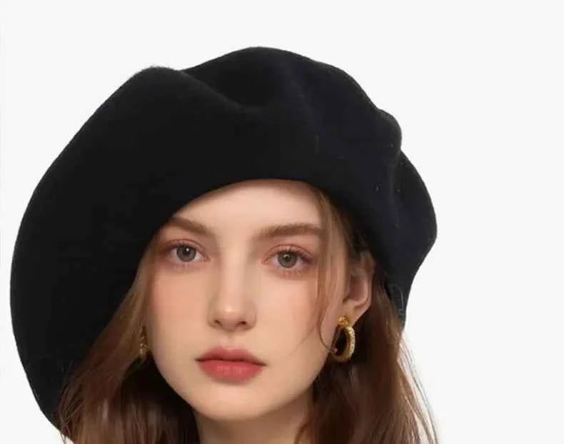 100% Wool England Spring Oversize Women Berets Head Elegant Artist Hats Lady Beret Flexible Stylish Big Warm Painter Cap Bonnet