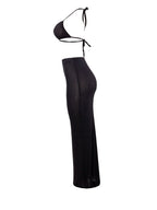 Women Long Skirt 2 Pcs Sets Sexy Strapless Tube Top Bodycon Maxi Skirts Y2k Two Piece Outfit Summer Clothing Beach Wear SS69