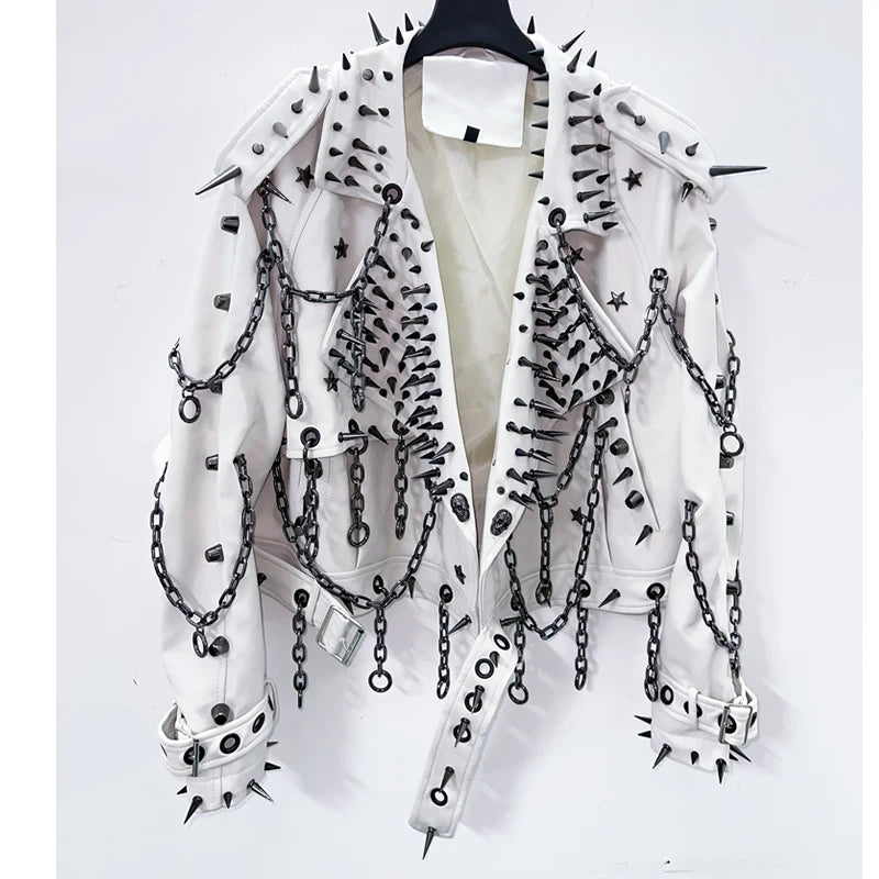 vintage Leather  y2k  Jacket Skull Jacket Punk Jacket  gothic Leather gothic clothes y2k fashion y2k clothes  harajuku Jacket SS69